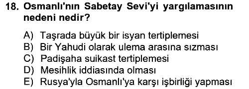 Osmanlı Tarihi (1566-1789) 2012-2013 Ara Sınav - 18. soru