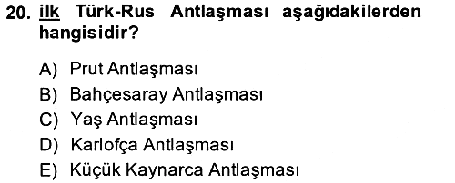 Osmanlı Tarihi (1566-1789) 2013-2014 Ara Sınav - 20. soru