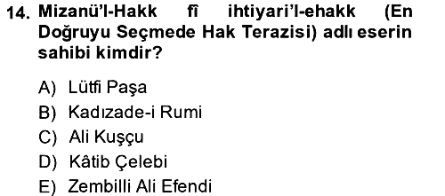 Osmanlı Tarihi (1566-1789) 2014-2015 Ara Sınav - 14. soru