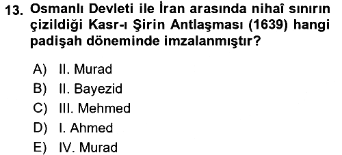Osmanlı Tarihi (1566-1789) 2015-2016 Ara Sınav - 13. soru