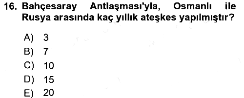 Osmanlı Tarihi (1566-1789) 2015-2016 Ara Sınav - 16. soru