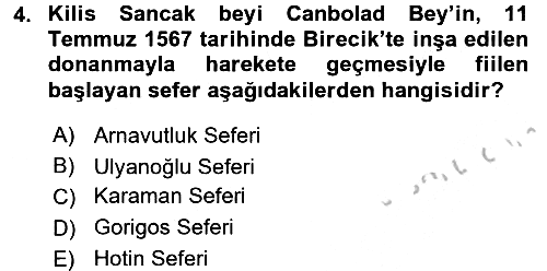 Osmanlı Tarihi (1566-1789) 2016-2017 Ara Sınav - 4. soru