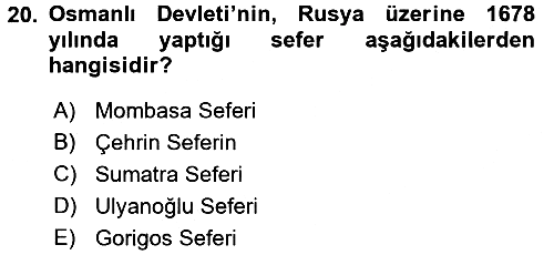 Osmanlı Tarihi (1566-1789) 2016-2017 Ara Sınav - 20. soru
