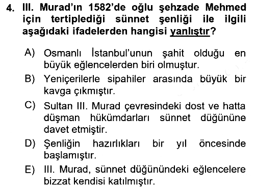 Osmanlı Tarihi (1566-1789) 2018-2019 Ara Sınav - 4. soru