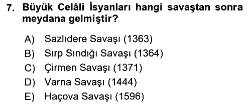 Osmanlı Tarihi (1566-1789) 2018-2019 Ara Sınav - 7. soru