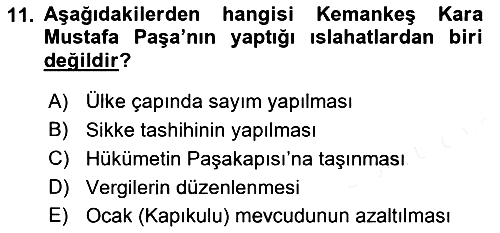 Osmanlı Tarihi (1566-1789) 2018-2019 Ara Sınav - 11. soru