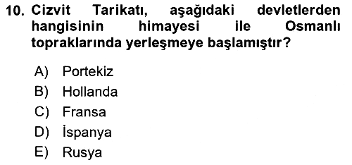 Osmanlı Tarihi (1566-1789) 2021-2022 Ara Sınav - 10. soru