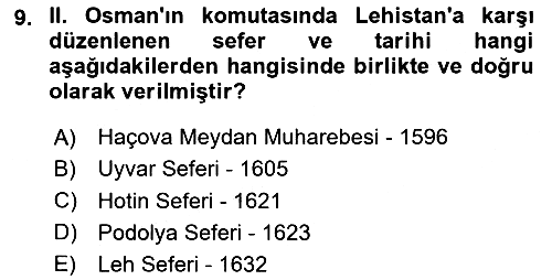 Osmanlı Tarihi (1566-1789) 2023-2024 Ara Sınav - 9. soru