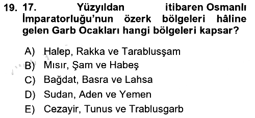Osmanlı Tarihi (1566-1789) 2023-2024 Ara Sınav - 19. soru