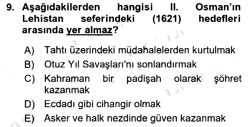 Osmanlı Tarihi (1566-1789) 2024-2025 Ara Sınav - 9. soru