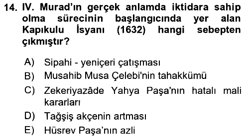 Osmanlı Tarihi (1566-1789) 2024-2025 Ara Sınav - 14. soru