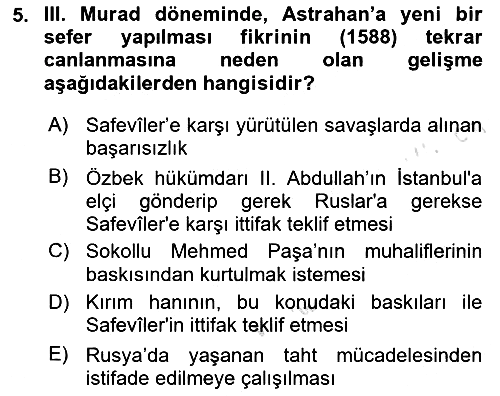 Osmanlı Tarihi (1566-1789) 2025-2026 Ara Sınav - 5. soru