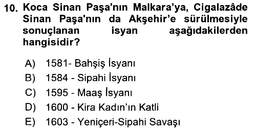 Osmanlı Tarihi (1566-1789) 2025-2026 Ara Sınav - 10. soru