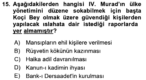 Osmanlı Tarihi (1566-1789) 2025-2026 Ara Sınav - 15. soru