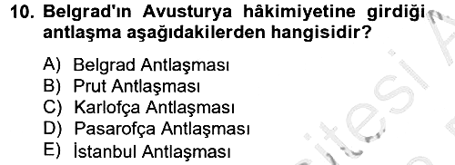 Osmanlı Tarihi (1566-1789) 2012-2013 Dönem Sonu Sınavı - 10. soru