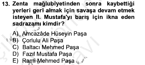 Osmanlı Tarihi (1566-1789) 2012-2013 Dönem Sonu Sınavı - 13. soru