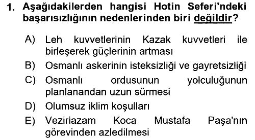Osmanlı Tarihi (1566-1789) 2015-2016 Dönem Sonu Sınavı - 1. soru