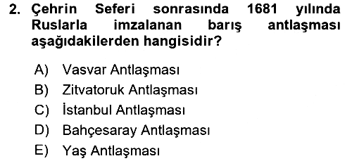 Osmanlı Tarihi (1566-1789) 2015-2016 Dönem Sonu Sınavı - 2. soru