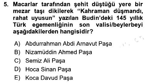 Osmanlı Tarihi (1566-1789) 2023-2024 Dönem Sonu Sınavı - 5. soru