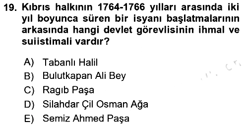 Osmanlı Tarihi (1566-1789) 2023-2024 Dönem Sonu Sınavı - 19. soru