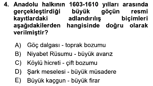 Osmanlı Tarihi (1566-1789) 2024-2025 Dönem Sonu Sınavı - 4. soru