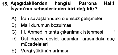 Osmanlı Tarihi (1566-1789) 2018-2019 Yaz Okulu Sınavı - 15. soru