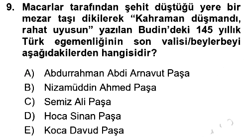Osmanlı Tarihi (1566-1789) 2020-2021 Yaz Okulu Sınavı - 9. soru