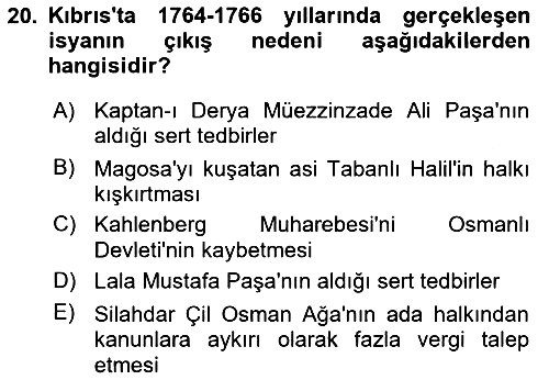 Osmanlı Tarihi (1566-1789) 2022-2023 Yaz Okulu Sınavı - 20. soru