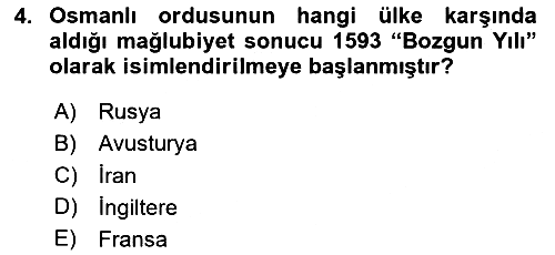 Osmanlı Tarihi (1566-1789) 2023-2024 Yaz Okulu Sınavı - 4. soru