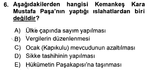 Osmanlı Tarihi (1566-1789) 2023-2024 Yaz Okulu Sınavı - 6. soru