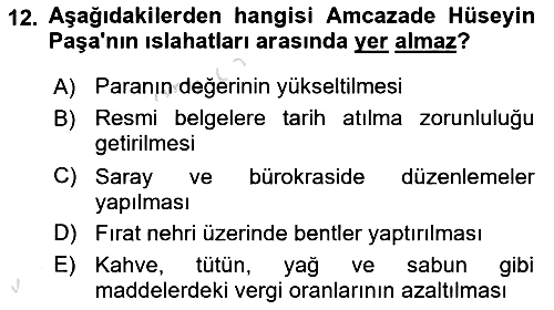 Osmanlı Tarihi (1566-1789) 2023-2024 Yaz Okulu Sınavı - 12. soru