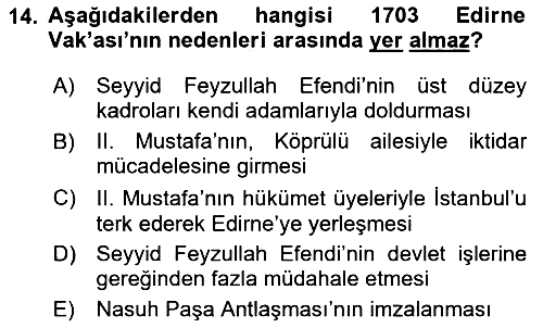Osmanlı Tarihi (1566-1789) 2023-2024 Yaz Okulu Sınavı - 14. soru