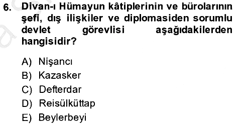 Osmanlı Tarihi (1789-1876) 2013-2014 Ara Sınav - 6. soru
