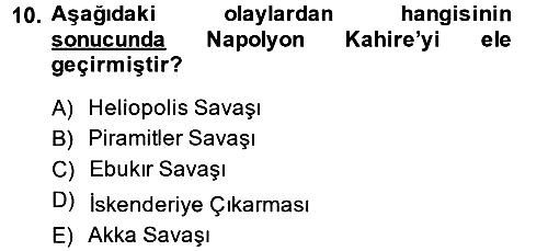 Osmanlı Tarihi (1789-1876) 2013-2014 Ara Sınav - 10. soru
