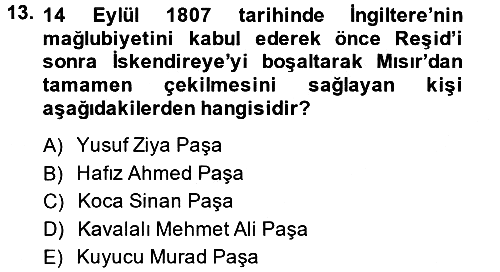 Osmanlı Tarihi (1789-1876) 2013-2014 Ara Sınav - 13. soru