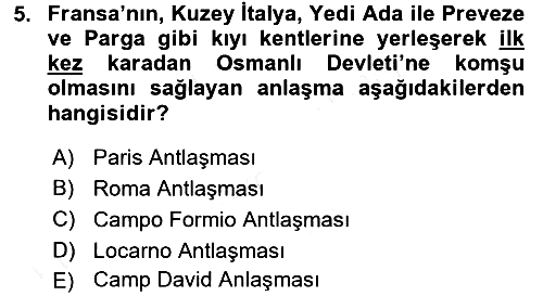 Osmanlı Tarihi (1789-1876) 2015-2016 Ara Sınav - 5. soru