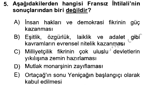 Osmanlı Tarihi (1789-1876) 2016-2017 Ara Sınav - 5. soru