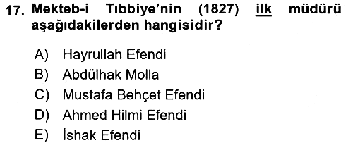 Osmanlı Tarihi (1789-1876) 2016-2017 Ara Sınav - 17. soru