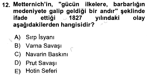 Osmanlı Tarihi (1789-1876) 2021-2022 Ara Sınav - 12. soru