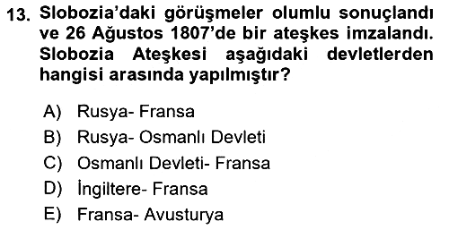 Osmanlı Tarihi (1789-1876) 2024-2025 Ara Sınav - 13. soru