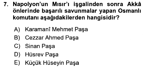 Osmanlı Tarihi (1789-1876) 2025-2026 Ara Sınav - 7. soru
