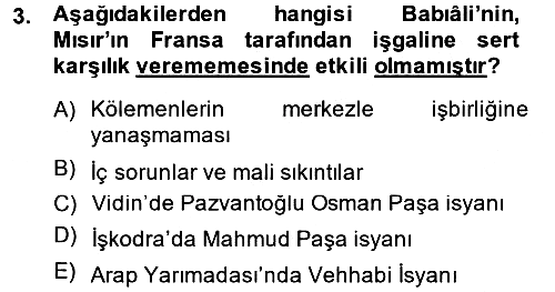 Osmanlı Tarihi (1789-1876) 2014-2015 Dönem Sonu Sınavı - 3. soru