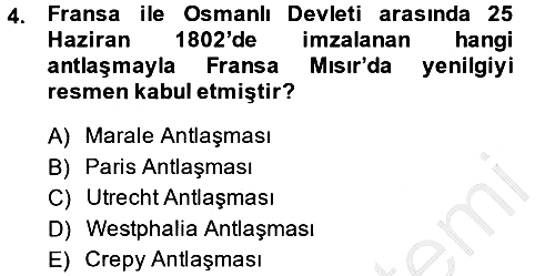 Osmanlı Tarihi (1789-1876) 2014-2015 Dönem Sonu Sınavı - 4. soru