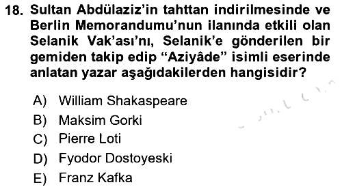 Osmanlı Tarihi (1789-1876) 2021-2022 Dönem Sonu Sınavı - 18. soru