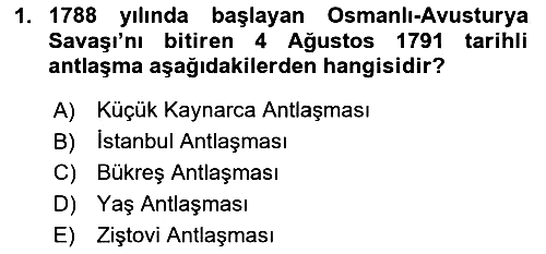 Osmanlı Tarihi (1789-1876) 2024-2025 Dönem Sonu Sınavı - 1. soru