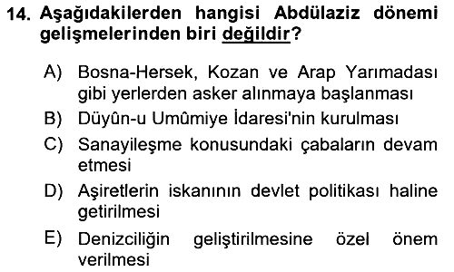 Osmanlı Tarihi (1789-1876) 2024-2025 Dönem Sonu Sınavı - 14. soru