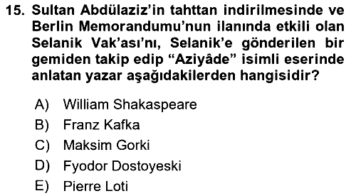 Osmanlı Tarihi (1789-1876) 2024-2025 Dönem Sonu Sınavı - 15. soru