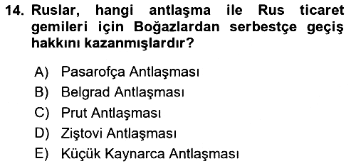 Osmanlı Tarihi (1789-1876) 2020-2021 Yaz Okulu Sınavı - 14. soru