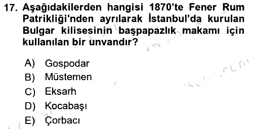 Osmanlı Tarihi (1789-1876) 2020-2021 Yaz Okulu Sınavı - 17. soru