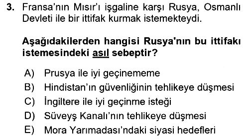 Osmanlı Tarihi (1789-1876) 2022-2023 Yaz Okulu Sınavı - 3. soru